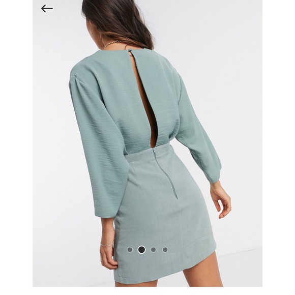 Asos Sage Faux Wrap Dress - Picture 3 of 4